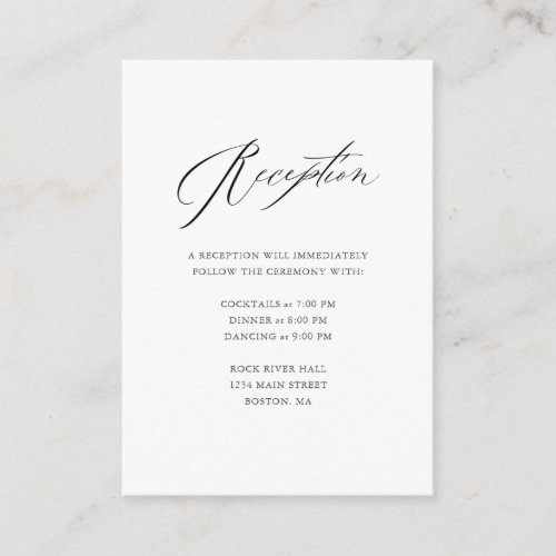 Elegant Black White Modern Script Wedding Enclosure Card