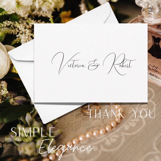 Elegant Black & White Modern Wedding Thank You Card (Creator Uploaded)