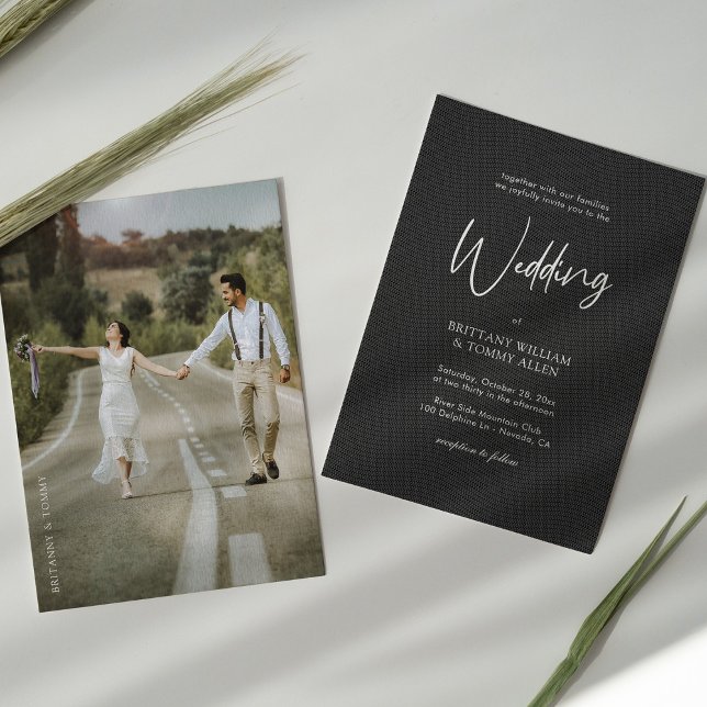Elegant Black & White Monochrome Wedding Photo Invitation (Black & Chic: Modern Monochrome Wedding Invitation)