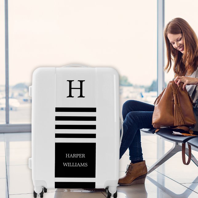 Elegant Black & White Monogram Custom Name Luggage (Elegant Black & White Monogram Custom Name Luggage
)