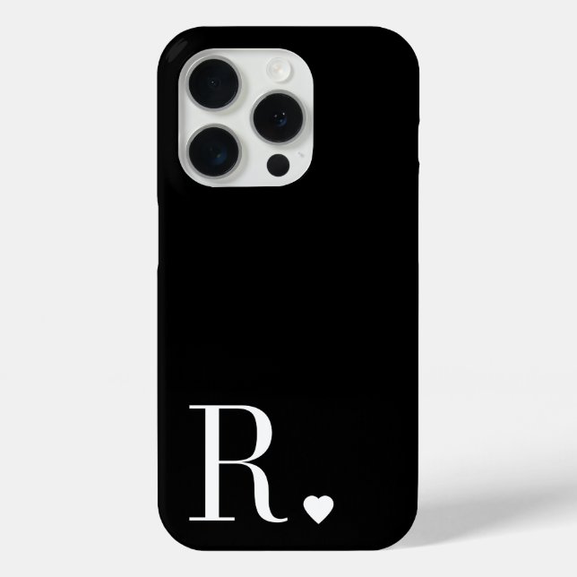Elegant black & white monogram initial Case-Mate iPhone case (Back)