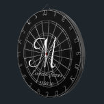Elegant Black & White Monogram Initial Name Custom Dart Board<br><div class="desc">Elegant Black and White Monogram Initial Name Custom Dart Board</div>