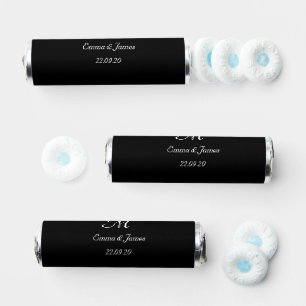 Elegant Black White Monogram Initial Name Wedding Breath Savers® Mints