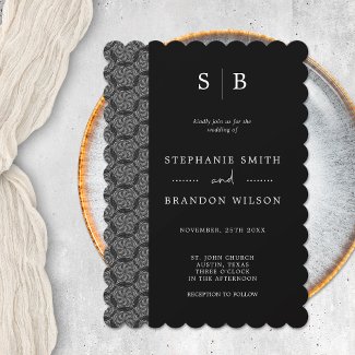 Elegant Black & White Monogram Lace Wedding