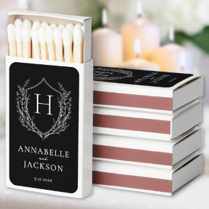 Elegant Black White Monogram Matchboxes