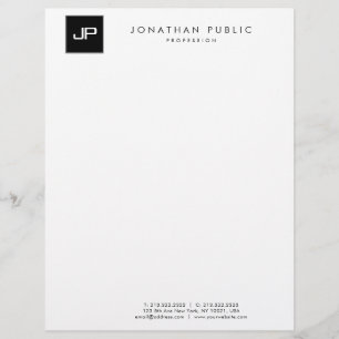 Elegant Black White Monogram Minimalist Template Letterhead