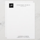 Elegant Black White Monogram Minimalist Template Letterhead (Front/Back)