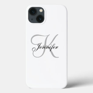 ELEGANT BLACK WHITE MONOGRAM NAME iPhone 13 CASE