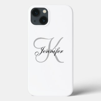 ELEGANT BLACK WHITE MONOGRAM NAME iPhone 13 CASE