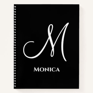 Elegant black &white monogram  notebook