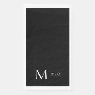 Elegant Black & White Monogram Paper Guest Towels