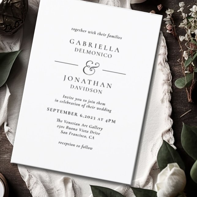 Elegant Black White Monogram Wedding Invitation (Creator Uploaded)