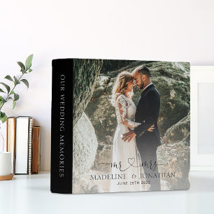 Elegant Black White Mr Mrs Heart Photo Wedding 3 Ring Binder