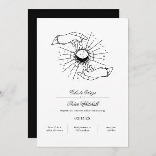 Elegant Black & White Mystical Hands Handfasting Invitation