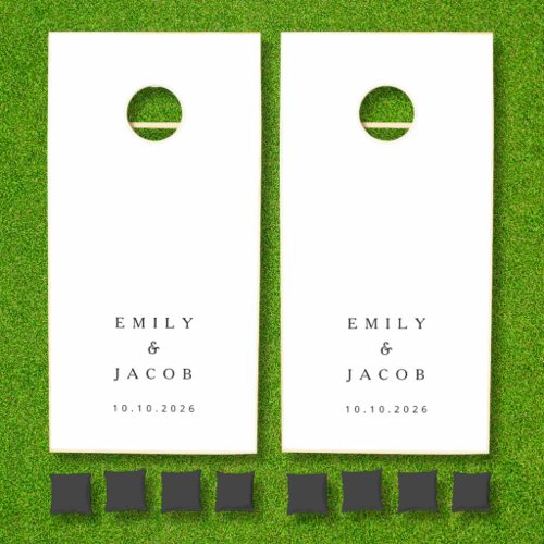 Elegant Black &amp; White Newlyweds Wedding Cornhole Set