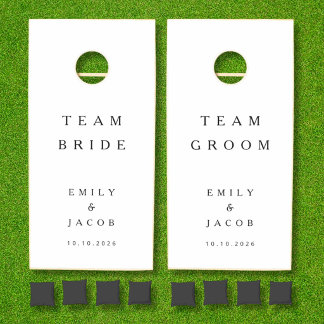 Elegant Black & White Newlyweds Wedding Cornhole Set