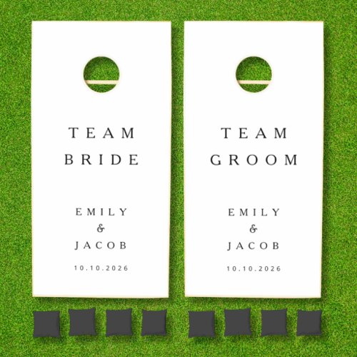 Elegant Black &amp; White Newlyweds Wedding Cornhole Set