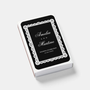 Elegant Black White Old Money script wedding Matchboxes