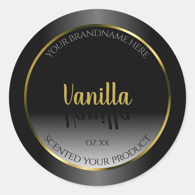Elegant Black White Ombre Product Label Gold Frame (Front)