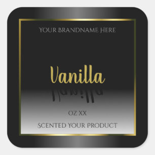 Elegant Black White Ombre Product Label Gold Frame