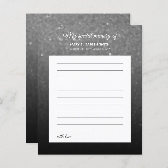 Elegant Black White Ombre Share Memory Funeral (Front/Back)