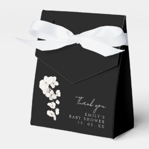 Elegant Black White Orchid Baby Shower Favor Boxes