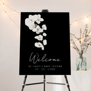 Elegant Black White Orchid Baby Shower Welcome Foam Board