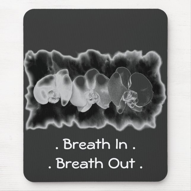 Elegant black white orchid watercolor painting mouse pad (Front)