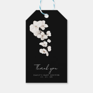 Elegant Black White Orchids Baby Shower Favor Gift Tags