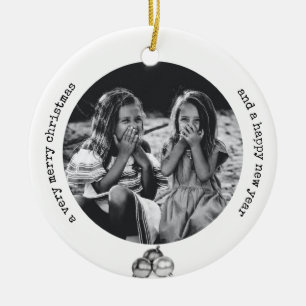 Elegant Black White Original Art Photo Christmas Ceramic Ornament