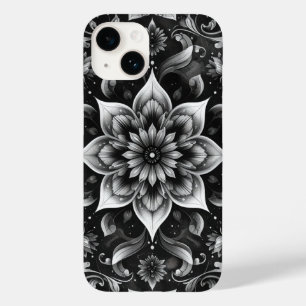 Elegant Black White Ornate Floral iPhone Case