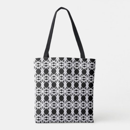 Elegant Black  White Oval Pattern Tote Bag