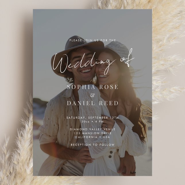 Elegant Black & White Overlay Photo Wedding Invitation (Creator Uploaded)