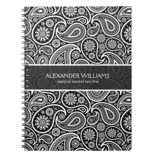 elegant black white paisley notebook elegant black and white border design