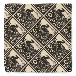 ELEGANT BLACK WHITE PEACOCK BANDANA