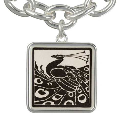 ELEGANT BLACK WHITE PEACOCK BRACELET