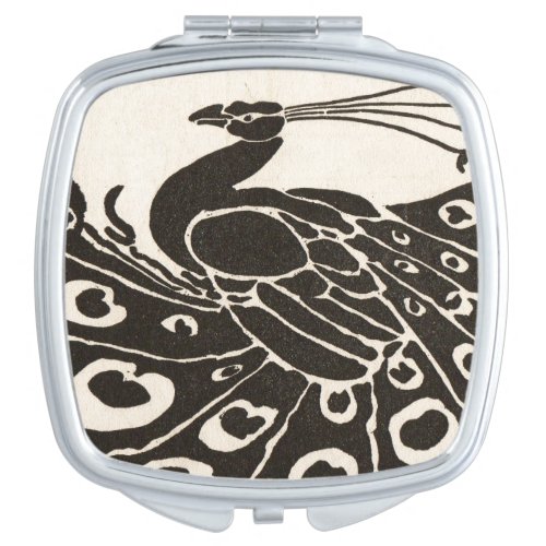 ELEGANT BLACK WHITE PEACOCK MAKEUP MIRROR