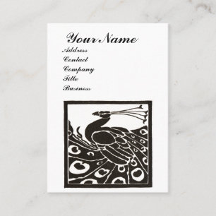 ELEGANT BLACK WHITE PEACOCK MONOGRAM BUSINESS CARD