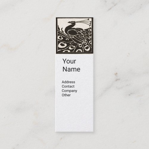 ELEGANT BLACK WHITE PEACOCK Monogram Hot Pink Mini Business Card