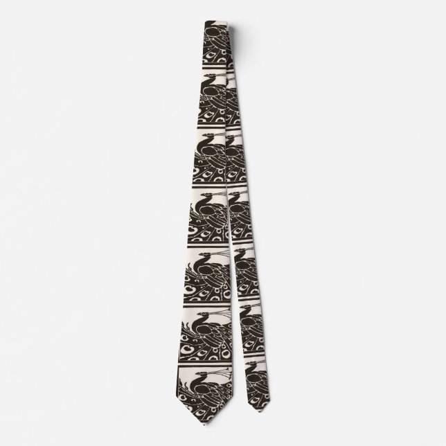 ELEGANT BLACK WHITE PEACOCK TIE (Front)