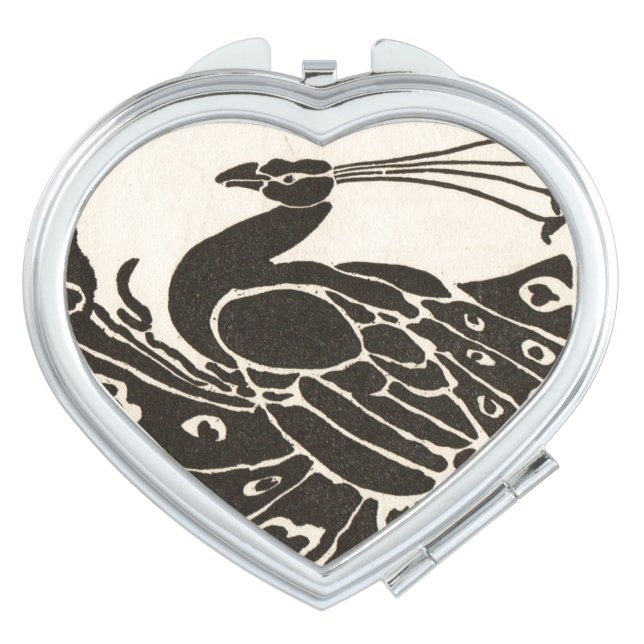 ELEGANT BLACK WHITE PEACOCK VANITY MIRROR (Front)