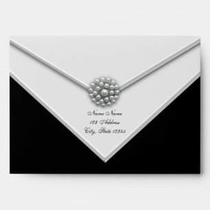 Elegant Black White Pearl Envelope
