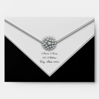 Elegant Black White Pearl Envelope
