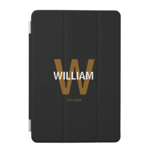 Elegant Black &White Personalized Name Monogram iPad Mini Cover