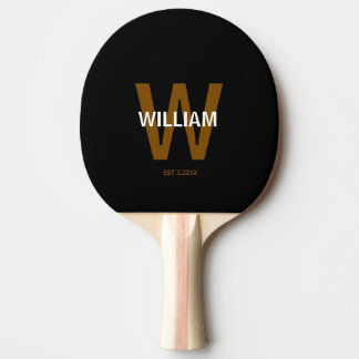 Elegant Black &White Personalized Name Monogram Ping Pong Paddle