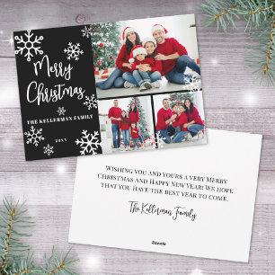 Elegant Black White Photo Christmas Holiday Card
