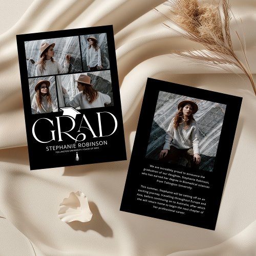 Elegant Black & White Photo Collage Graduation