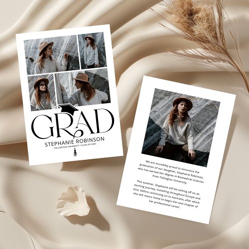 Elegant Black & White Photo Collage Graduation