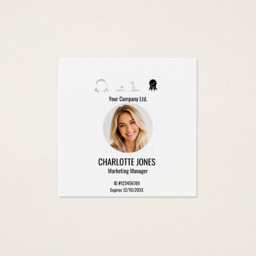 Elegant Black White Photo ID Card