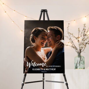 Elegant Black & white photo romantic wedding Foam Board